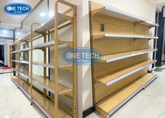 Hình ảnh lắp đặt kệ siêu thị vân gỗ Hải Phòng 02